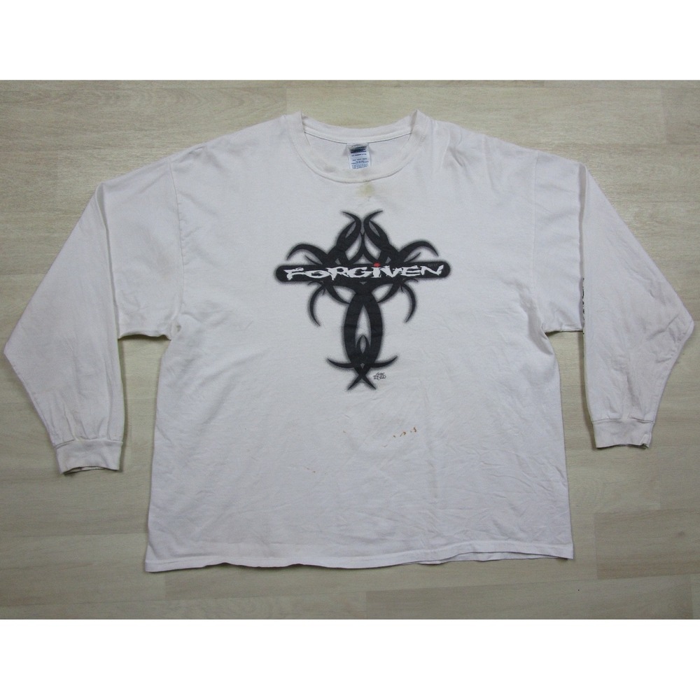Vintage Y2K Forgiven Jesus T Shirt (2X) Ephesians 1:7 Living Epistles Sleeve Hit